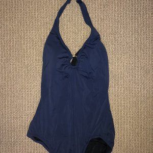 J Crew Navy One Piece Halter Swimsuit